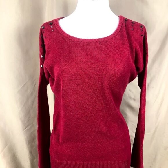 Mudd Jrs Red Swearter Studded Dolman Sleeves Large - Picture 8 of 8